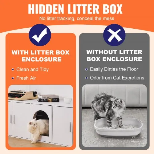 VEVOR Hidden Cat Litter Box Furniture  57.9x18.3x17.9 in