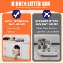 VEVOR Cat Litter Box Enclosure Wooden Litter Box Furniture Hidden 57.9" White