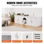 VEVOR Cat Litter Box Enclosure Wooden Litter Box Furniture Hidden 147.1 cm White