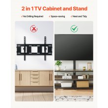 48" TV Stand with Mount for up to 75" TV Power Outlet & Storage Cabinets