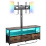 VEVOR 52" TV Stand with Mount for up to 75 in TVs, Entertainment Center with Power Outlet & LED Lights, Height Adjustable TV Console with Mount with 3 Drawers for Bedroom, Living Room, Brown