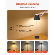 Cordless Table Lamp 2 PCS Rechargeable Battery Desk Lamp Adjustable Height Black