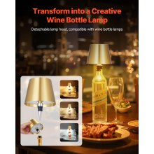 Cordless Table Lamp 2 PCS Rechargeable Battery Desk Lamp Adjustable Height Gold