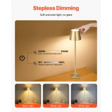 Cordless Table Lamp 2 PCS Rechargeable Battery Desk Lamp Adjustable Height Gold