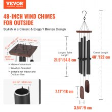 VEVOR Wind Chimes for Outside 48-Inch Aluminum Memorial Deep Tone Wind Chimes