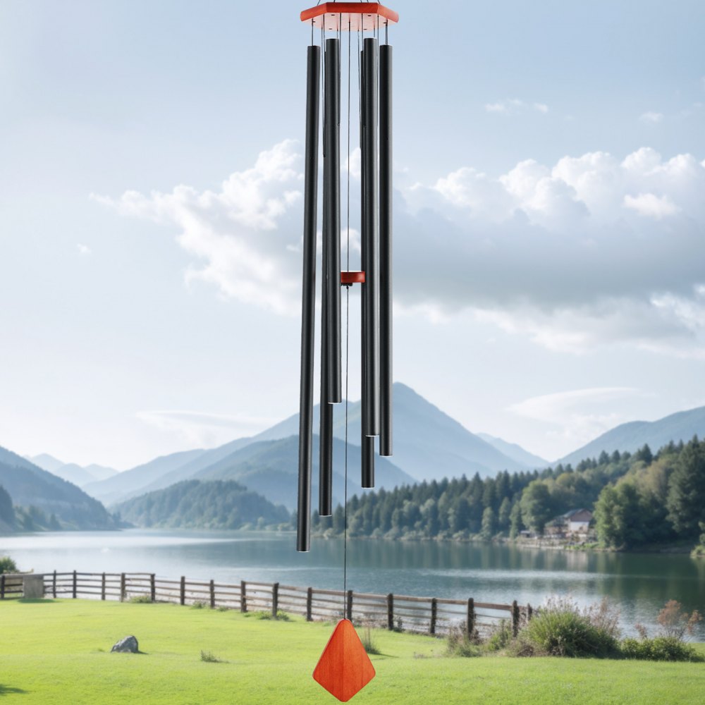 VEVOR Wind Chimes for Outside, 60 in, Deep Tone Wind Chimes with 6 Tubes, Unique Large Memorial Wind Chimes for Anniversary, Amazing Outdoor Decor for Your Patio, Porch, Garden and Backyard, Black