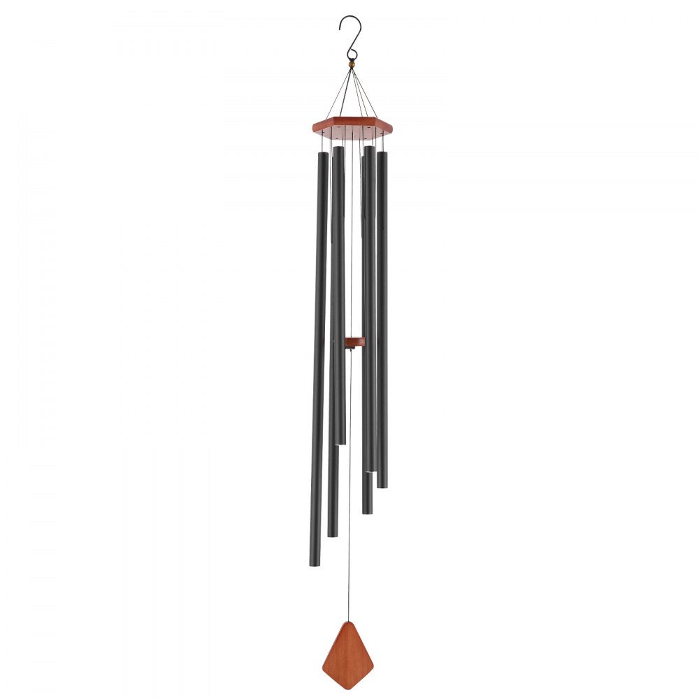 VEVOR Wind Chimes for Outside, 60 in, Deep Tone Wind Chimes with 6 Tubes, Unique Large Memorial Wind Chimes for Anniversary, Amazing Outdoor Decor for Your Patio, Porch, Garden and Backyard, Black