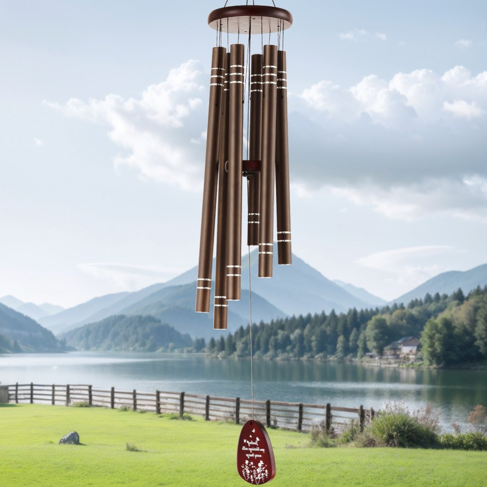 VEVOR Wind Chimes for Outside, 42", Deep Tone Wind Chimes with 6 Tubes, Unique Large Memorial Wind Chimes for Anniversary, Amazing Outdoor Decor for Your Patio, Porch, Garden and Backyard, Dark Brown