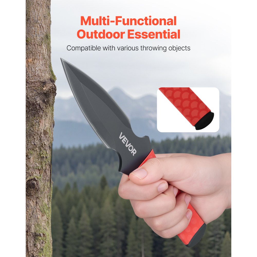 VEVOR Throwing Knives Set, 6 Pack, 226 mm Stainless Steel Well-balanced Knives with Protective Black Nylon Sheath, Ideal Companion for Throwing Products Axes, Sturdy for Recreation and Competition