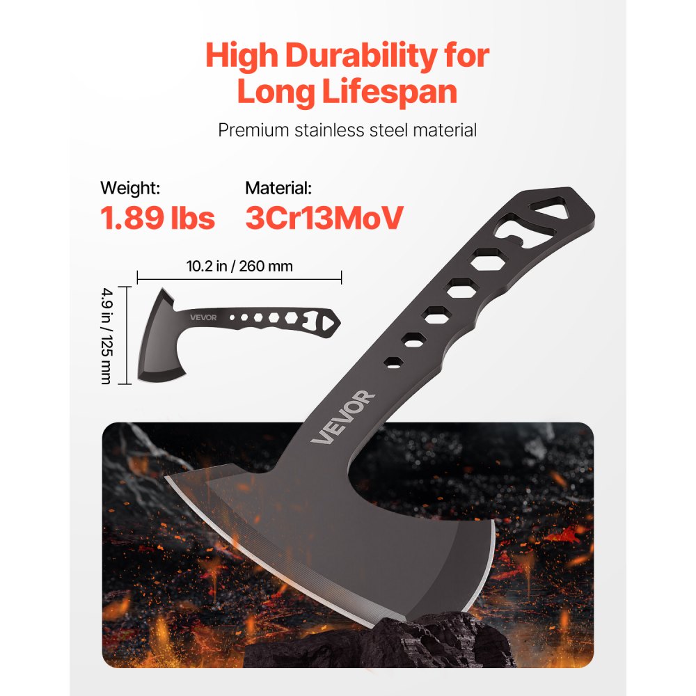 VEVOR Throwing Axes and Tomahawks, 3 Pack Axe Throwing Hatchet Set, Multi-Functional Handle with Wrench and Bottle Opener, Stainless Steel, with Black Nylon Sheath, for Recreation and Competition