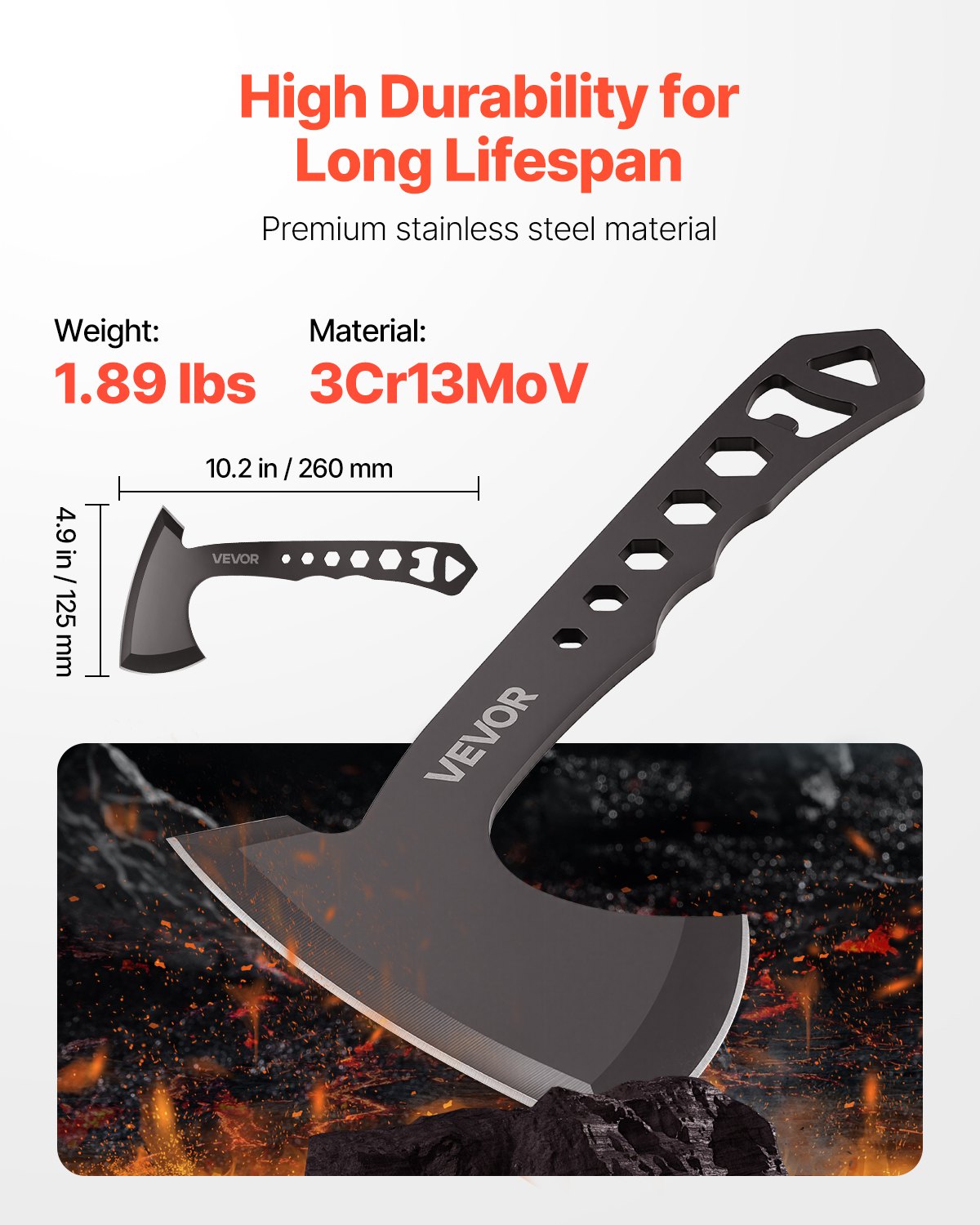 VEVOR Throwing Axes and Tomahawks, 3 Pack Axe Throwing Hatchet Set, Multi-Functional Handle with Wrench and Bottle Opener, Stainless Steel, with Black Nylon Sheath, for Recreation and Competition