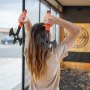 Topoare și Tomahawk-uri VEVOR, set de 3 topoare cu triplu muchie de 340,4 mm, cap din oțel inoxidabil cu mâner din cauciuc TPR antiderapant, cu teacă de nailon negru, pentru recreere și competiții