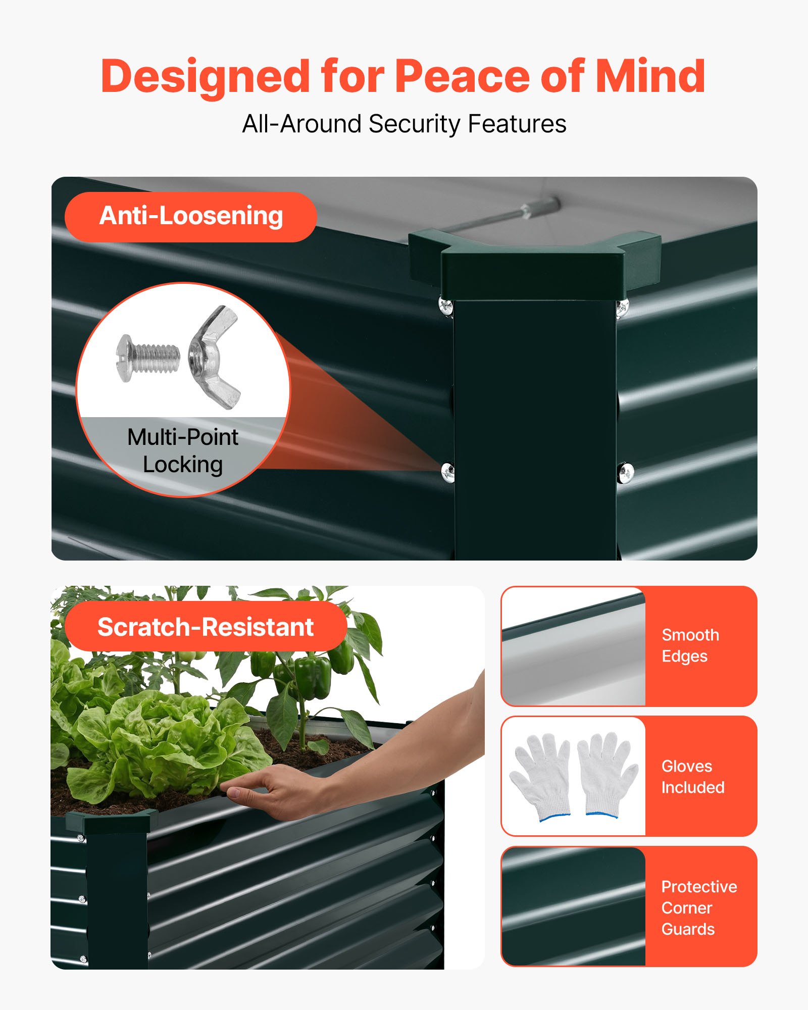 VEVOR Galvanized Raised Garden Bed, 2030 x 1020 x 460 mm, Rectangular Metal Planter Box Kit Outdoor, Rustproof Elevated Planting Box with Gloves, Alu-Zinc, for Growing Flowers Vegetables, Dark Green