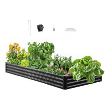 VEVOR Metal Raised Garden Bed, 8 x 4 x 1 ft Outdoor Galvalume Planter Garden Box, Open Bottom Design, Large Planter Raised Bed for Growing Vegetables, Flowers, Herbs, and Succulents, Dark Gray