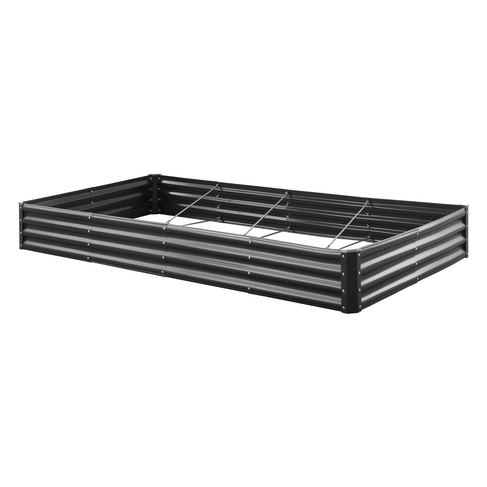 VEVOR Metal Raised Garden Bed, 2.4 x 1.2 x 0.3 m Outdoor Galvalume Planter Garden Box, Open Bottom Design, Large Planter Raised Bed for Growing Vegetables, Flowers, Herbs, and Succulents, Dark Gray