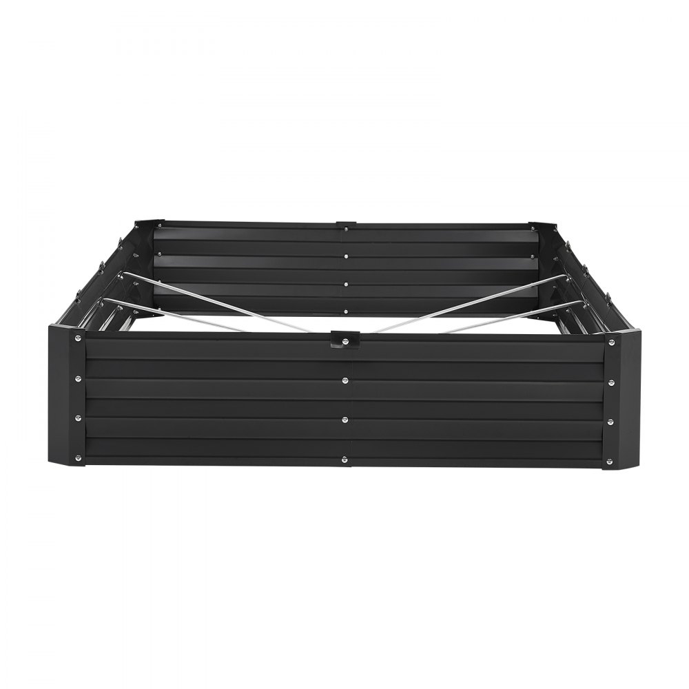 VEVOR Metal Raised Garden Bed, 8 x 4 x 1 ft Outdoor Galvanized Planter Box, with Open Bottom, Large Planter Raised Bed for Gardening Vegetables, Flowers, Herbs, and Succulent Plants, Dark Gray