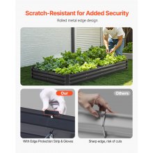Metal Raised Garden Bed 8x4x1 ft Outdoor Galvanized Planter Box Dark Gray