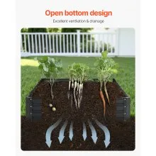 VEVOR Metal Raised Garden Bed 8x4x1 ft Outdoor Galvanized Planter Box Dark Gray