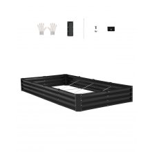 Metal Raised Garden Bed 8x4x1 ft Outdoor Galvanized Planter Box Dark Gray