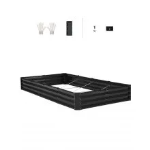 VEVOR Metal Raised Garden Bed 8x4x1 ft Outdoor Galvanized Planter Box Dark Gray