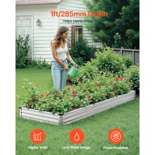 Metal Raised Garden Bed 12x4x1 ft Outdoor Galvanized Planter Box Silver