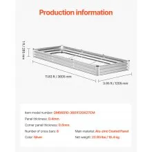 Metal Raised Garden Bed 12x4x1 ft Outdoor Galvanized Planter Box Silver