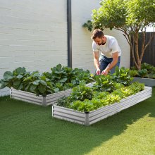 Metal Raised Garden Bed 12x4x1 ft Outdoor Galvanized Planter Box Silver