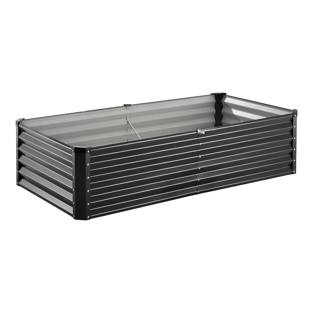 VEVOR Metal Raised Garden Bed, 6 x 3 x 1.5 ft Outdoor Galvanized Planter Box, with Open Bottom, Large Planter Raised Bed for Gardening Vegetables, Flowers, Herbs, and Succulent Plants, Dark Gray