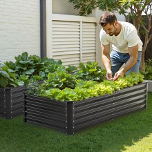 Metal Raised Garden Bed 6x3x1.5ft Outdoor Galvanized Planter Box Dark Gray