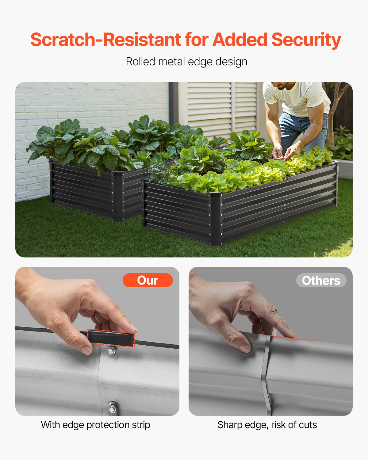 Metal Raised Garden Bed 6x3x1.5ft Outdoor Galvanized Planter Box Dark Gray Metal Raised Garden Bed 6x3x1.5ft Outdoor Galvanized Planter Box Dark Gray
