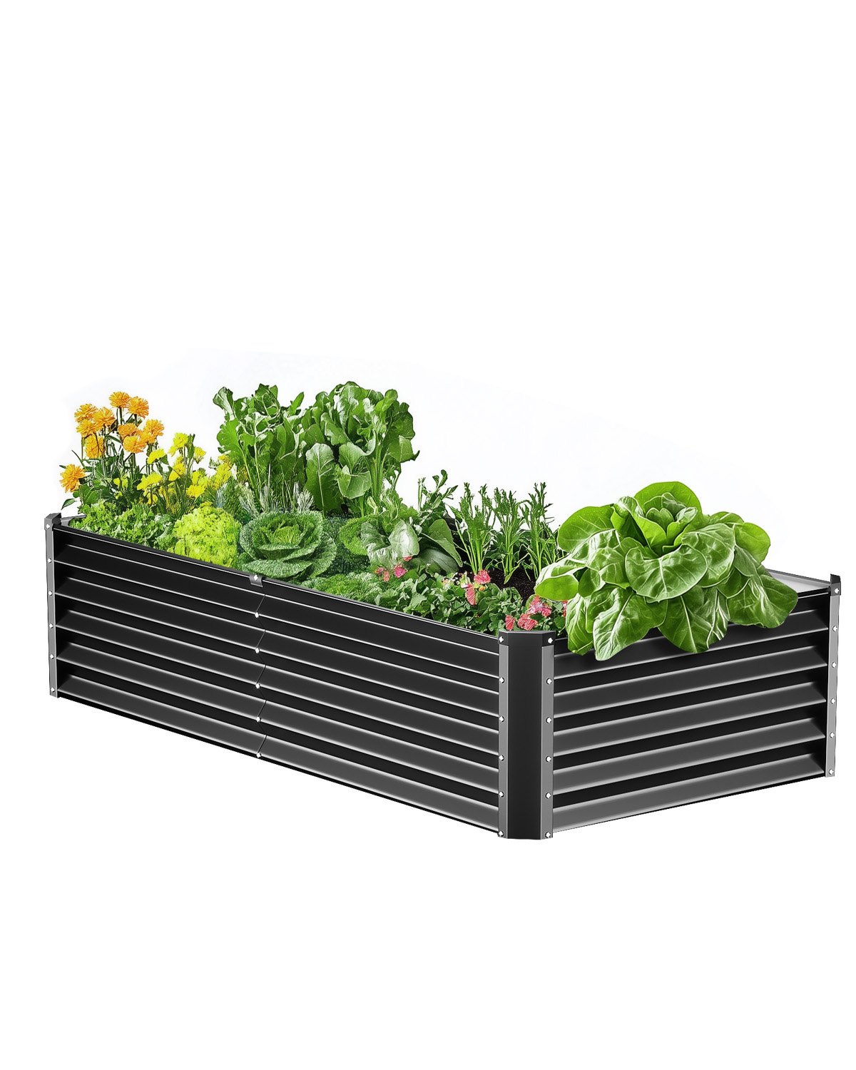 Metal Raised Garden Bed 6x3x1.5ft Outdoor Galvanized Planter Box Dark Gray Metal Raised Garden Bed 6x3x1.5ft Outdoor Galvanized Planter Box Dark Gray