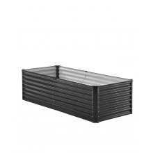 Metal Raised Garden Bed 6x3x2ft Outdoor Galvanized Planter Box Dark Gray