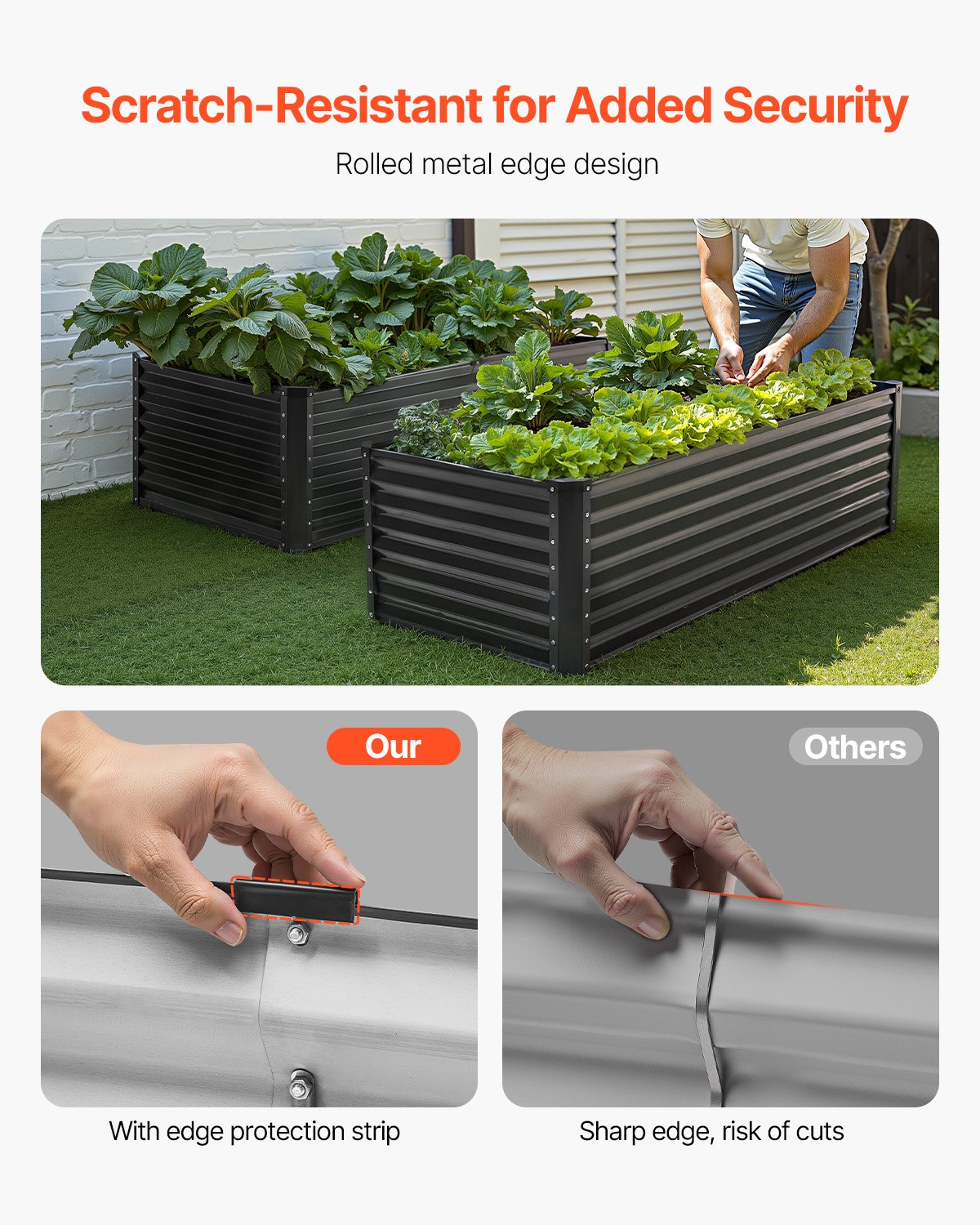 Metal Raised Garden Bed 6x3x2ft Outdoor Galvanized Planter Box Dark Gray Metal Raised Garden Bed 6x3x2ft Outdoor Galvanized Planter Box Dark Gray