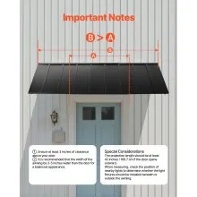 VEVOR Window Awning Door Canopy 104x36 in Outdoor Patio Steel Front Door Awnings