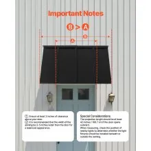 VEVOR Window Awning Door Canopy 44x24 in Outdoor Patio Steel Front Door Awnings