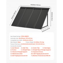 Window Awning Door Canopy 44x24 in Outdoor Steel Front Door Awnings Anti-Rust