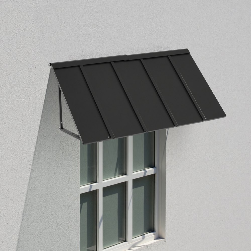 VEVOR Fixed Metal Awning 1430 × 610 mm, Window Awning Door Canopy, Stable Triangle Steel Frame Awnings for Doors Exterior Rain, and Snow Sunlight Protection for Door Entrance, Windows, Porches, Balconies