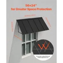 VEVOR Window Awning Door Canopy 56x24 in Outdoor Patio Steel Front Door Awnings