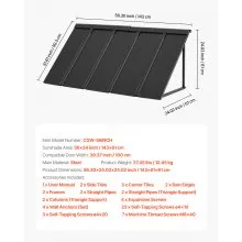 VEVOR Window Awning Door Canopy 56x24 in Outdoor Patio Steel Front Door Awnings