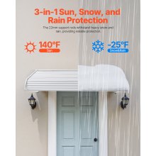 Window Awning Door Canopy 60x42 in Aluminum Alloy Front Door Awnings Anti-Rust