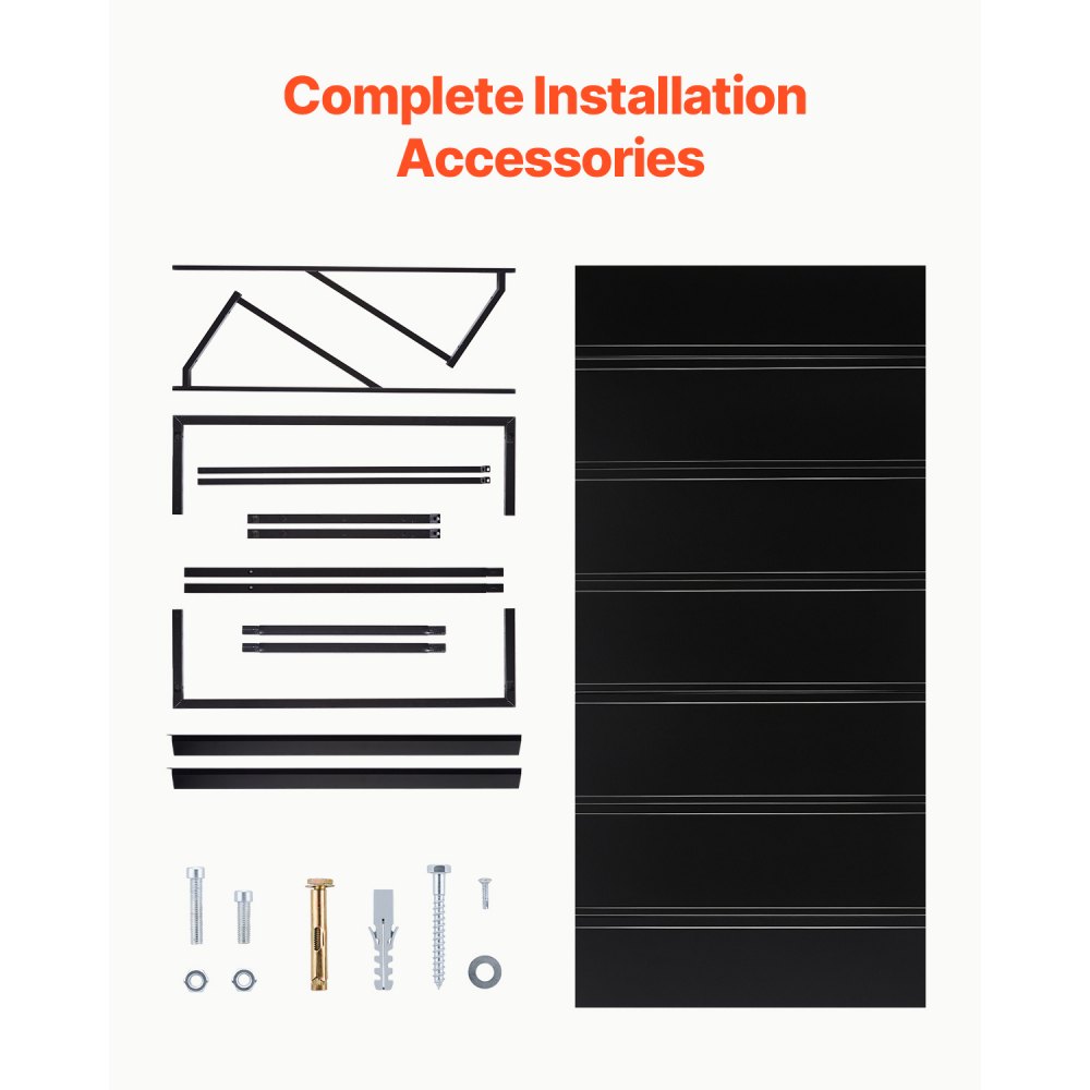 VEVOR Fixed Metal Awning 2032 × 910 mm, Window Awning Door Canopy, Stable Triangle Steel Frame Exterior Awnings Rain, and Snow Sunlight Protection for Door Entrance, Windows, Porches, Balconies