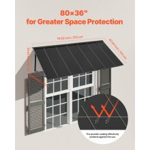 Window Awning Door Canopy 80x36 in Outdoor Steel Front Door Awnings Anti-Rust