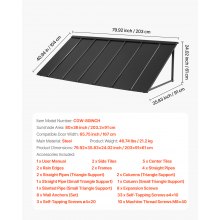 Window Awning Door Canopy 80x36 in Outdoor Steel Front Door Awnings Anti-Rust