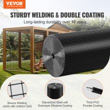 VEVOR Hardware Cloth, 24'' x 100' Galvanized Wire Mesh Roll, 19 Gauge Chicken Wire Fence Roll, Vinyl Coating Metal Wire Mesh for Chicken Coop Barrier, Rabbit Snake Fences, Poultry Enclosures