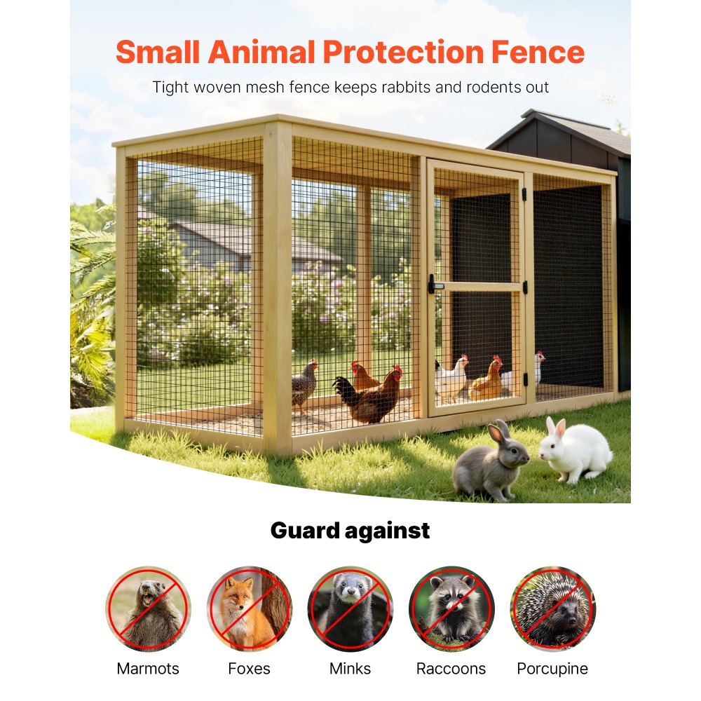 VEVOR Hardware Cloth 61cm x 7.62m, 2 x 3 in Mesh 16 Gauge Galvanized Wire Mesh Roll, Weather-Resistant Vinyl Coated Chicken Wire Fencing, Heavy Duty Welded Garden Plant Fencing for Rabbit Cage Snake