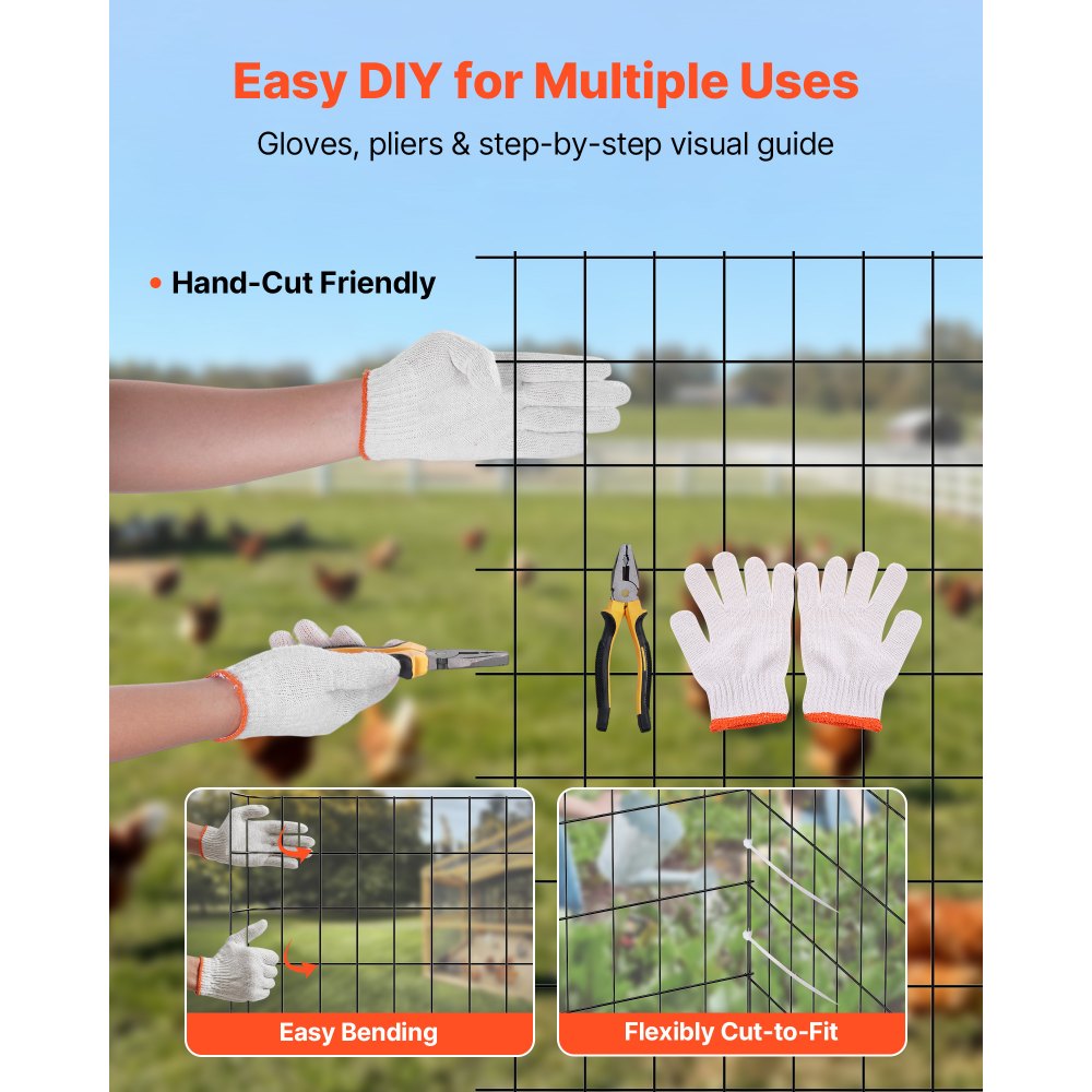 VEVOR Hardware Cloth 61cm x 7.62m, 2 x 3 in Mesh 16 Gauge Galvanized Wire Mesh Roll, Weather-Resistant Vinyl Coated Chicken Wire Fencing, Heavy Duty Welded Garden Plant Fencing for Rabbit Cage Snake