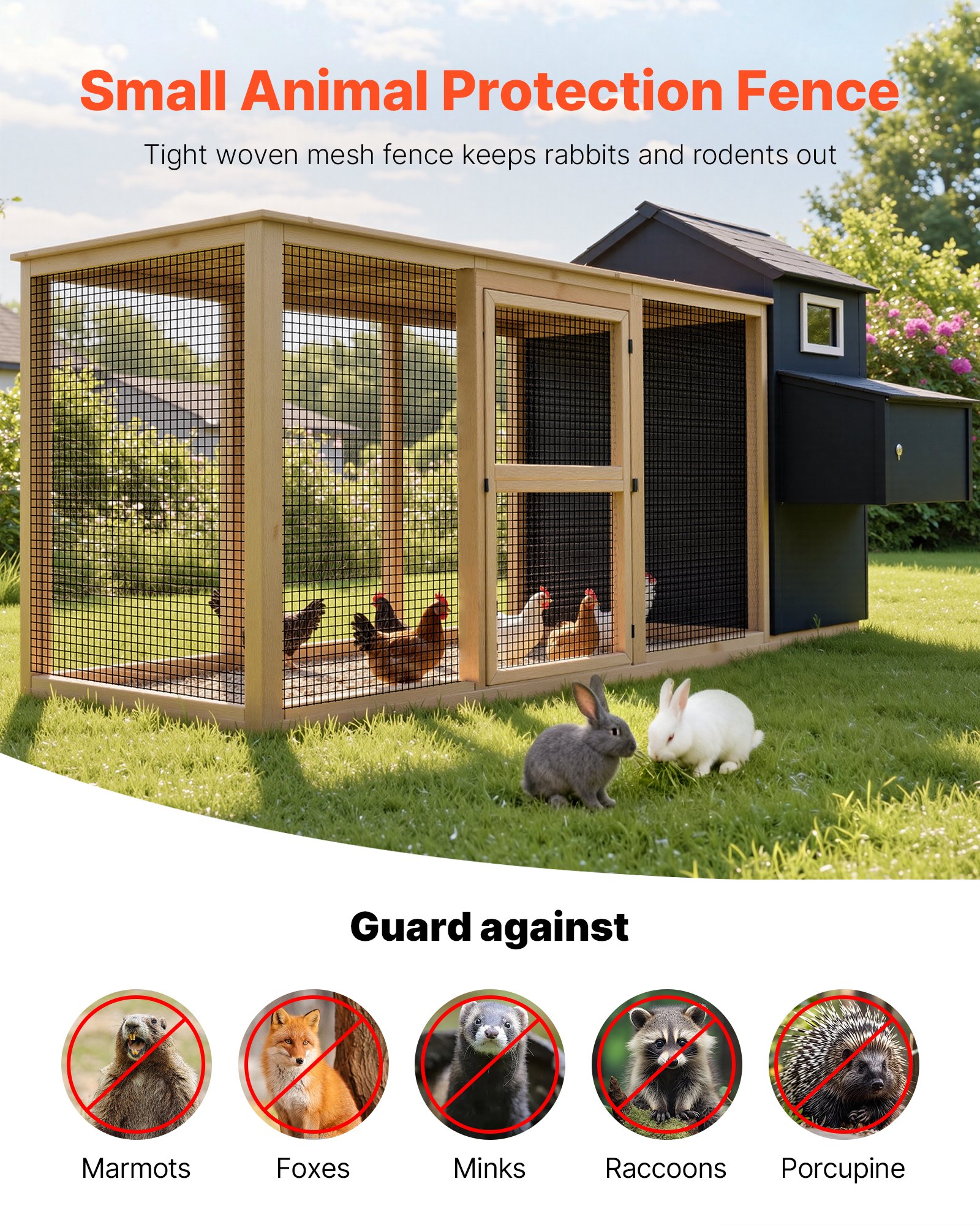 VEVOR Hardware Cloth 24 in x 50 ft, 1/2 in 19 Gauge Galvanized Wire Mesh Roll, Weather-Resistant Vinyl Coated Chicken Wire Fencing, Heavy Duty Welded Garden Plant Fencing for Rabbit Cage Snake Fence