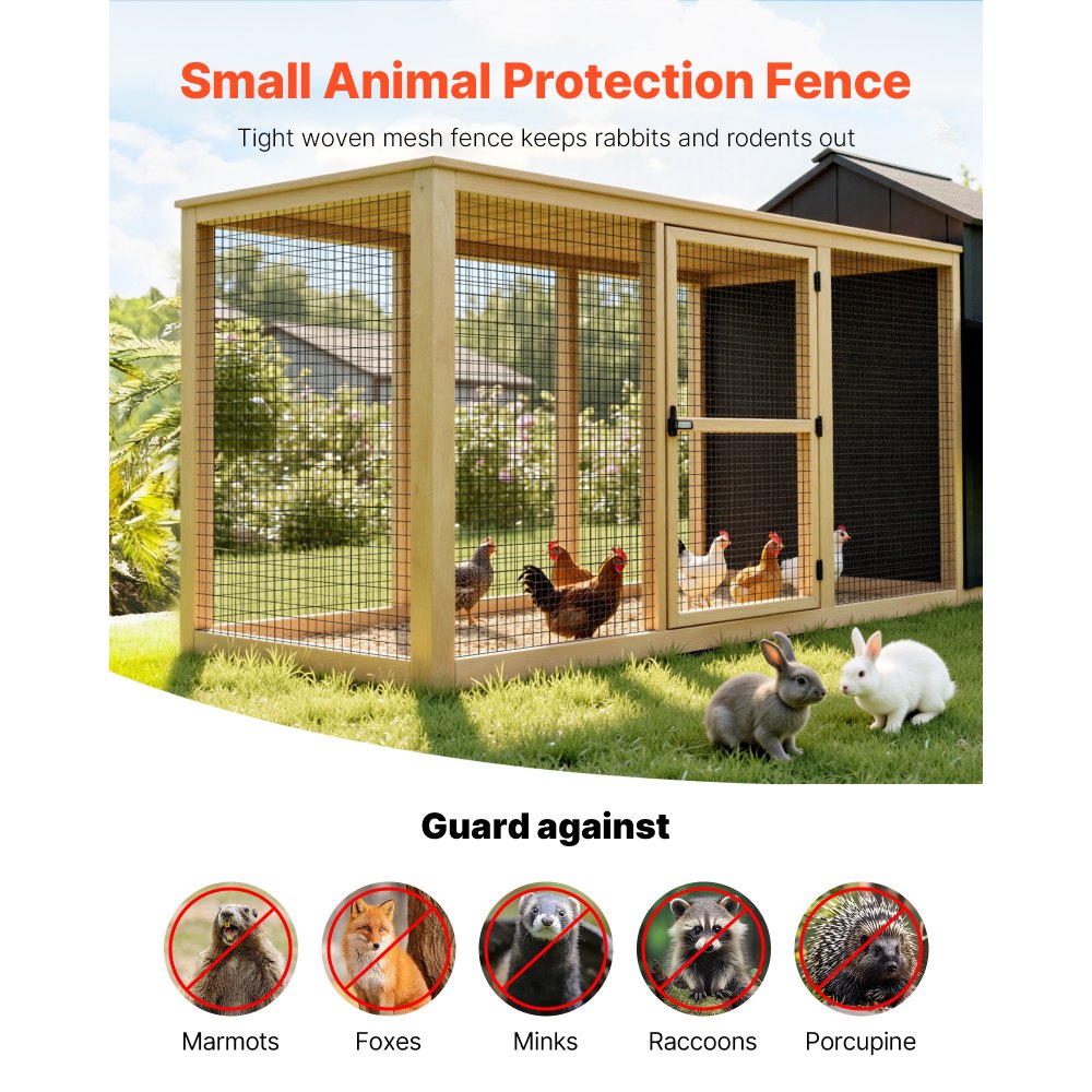 VEVOR Hardware Cloth 91cm x 7.62m, 2 x 3 in Mesh 16 Gauge Galvanized Wire Mesh Roll, Weather-Resistant Vinyl Coated Chicken Wire Fencing, Heavy Duty Welded Garden Plant Fencing for Rabbit Cage Snake