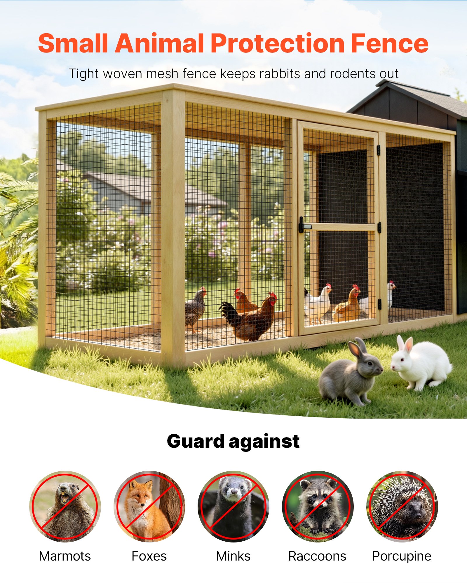 VEVOR Hardware Cloth 36 in x 25 ft, 2 x 3 in Mesh 16 Gauge Galvanized Wire Mesh Roll, Weather-Resistant Vinyl Coated Chicken Wire Fencing, Heavy Duty Welded Garden Plant Fencing for Rabbit Cage Snake