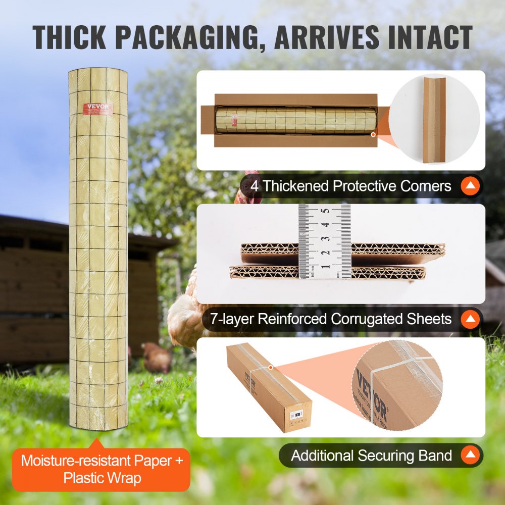 VEVOR Hardware Cloth, 1220 x 15240 mm Galvanized Wire Mesh Roll, 16 Gauge Chicken Wire Fence Roll, Vinyl Coating Metal Wire Mesh for Chicken Coop Barrier, Rabbit Snake Fences, Poultry Enclosures